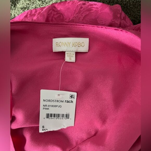 Ronny Kobo Nadia Ruched One Shoulder Pink Mini Dress Size Small NWT - Picture 5 of 10